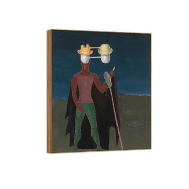 Imagem de Victor Brauner Famosa Arte de Parede Impressão em Tela Pintura Pronto para Pendurar - Retrato do Homem - Imagem em Moldura de Madeira para Decoração de Sala de Estar 70 x 85 cm 27 x 33 pol