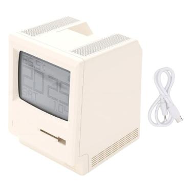 Imagem de Asixxsix Despertador Retro Pixel, Relógio de Mesa USB Estilo Computador Com Exibição de Hora, Data, Semana e Temperatura, Relógios Digitais Eletrônicos Retro Pixel Art para Quarto,