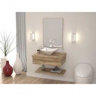 Imagem de Conjunto Bancada C-cuba L30 E Prateleira Metrópole 605 Branco Chess Carvalho