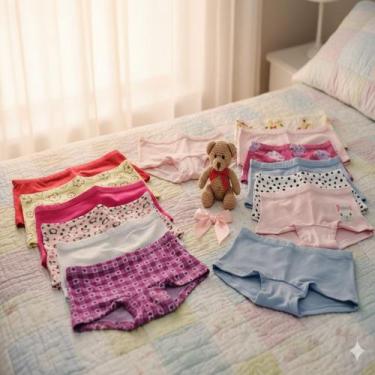 Imagem de Kit 4 Calcinhas Femininas Infantil Box Boxer Antialérgicas - Folly, M,