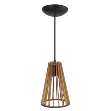 Imagem de Pendente Luminária Koni E27 Madeira Sala Moderno Desmontada, Rústico