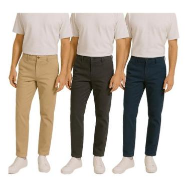 Imagem de Kit 3 Calças Alfaiataria Masculina Social Slim Elegante para Trabalho 