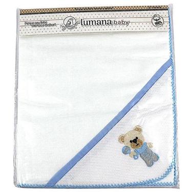 Imagem de Cueiro Bordado Flanelado Lumana  80x80cm  100% Algodão - Azul Bebê - m