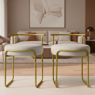 Imagem de Kit 2 Banqueta Para Penteadeira Quarto Base De Ferro material sintétic