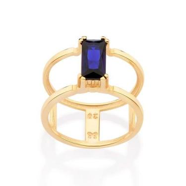 Imagem de Anel Rommanel Aro Duplo Folheado a Ouro com Cristal 513403, 26, Dourad