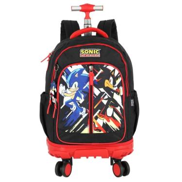 Imagem de Mochila Com 4 Rodas Grande Espaçosa Escolar Menino Sonic-Masculino