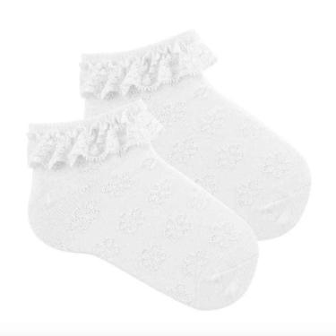 Imagem de Meia para Bebe com Babadinhos Branca Cia da Meia 17 a 22