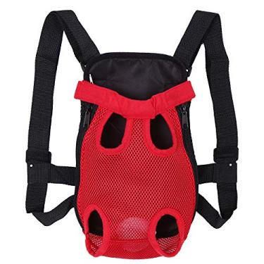 Imagem de Mochila para transporte de animais de estimação, 8 tipos, moderna, durável, mochila com cinco furos, bolsa de transporte no peito frontal (vermelha P) Slings