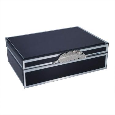 Imagem de Porta Joias em Vidro Preto com Detalhes Prata 24cm AI0041 BTC