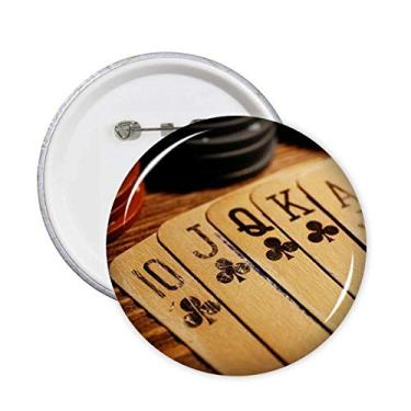 Imagem de Broche redondo de pôquer antigo para decoração de 5 peças