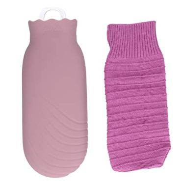 Imagem de Garrafa de ¨¢gua quente de pel¨²cia de silicone com capa de malha,bolsa de ¨¢gua quente de 550 ml para compressa quente e fria, desenho bonito ¨¤ prova de explos?o ¨¤ prova de vazamento(purple), Saco