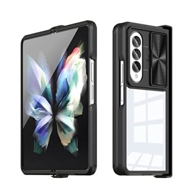 Imagem de Para Samsung Galaxy Z Fold4 5G ZFold4 Case Transparente Silicone Phone Case Para Samsung Z fold 4 Zfold Slider Camera Protect Back Cover, Black, for galaxy Z Fold 4