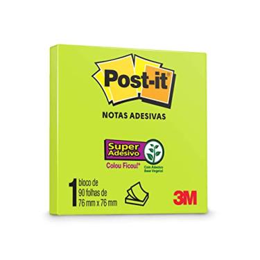 Imagem de Post-it, 3M, Bloco de Notas Super Adesivas, Verde Neon, 76mm x 76mm, 90 folhas