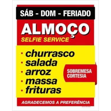 Imagem de Kit 3 Placa Almoço Selfie Churrasco Restaurante 36X46 - Sinalizo
