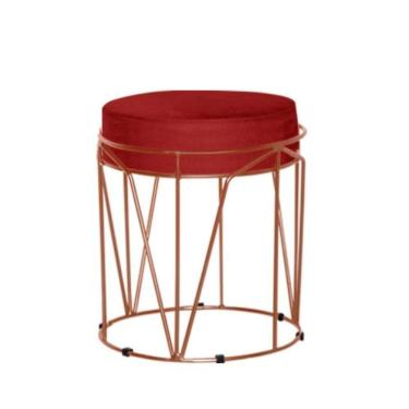 Imagem de Puff Aramado Babu Com Armação Bronze Estofado Em Suede