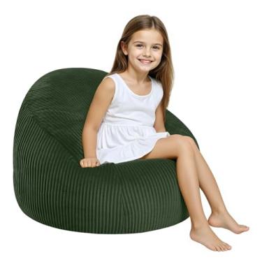 Imagem de COMAX Cadeiras de pufe para crianças, sofá BeanBag infantil com enchimento para meninos e meninas, cadeira de chão preguiçosa para sala de jogos, berçário, verde