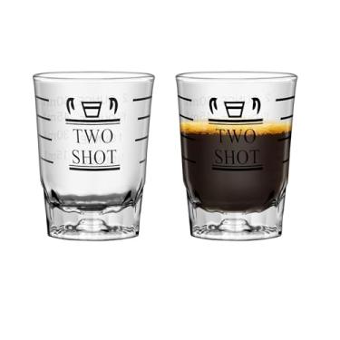 Imagem de 56,7 g 2 Características Copos de shot Copo Medidor Líquido Vidro Pesado Copo de Vinho Espresso Shot Glas S Medição Incremental Pesado 60 ml (2, Preto)