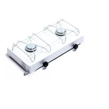 Imagem de Fogão Portátil 2 Bocas Branco Acampamento a gás Área Externa