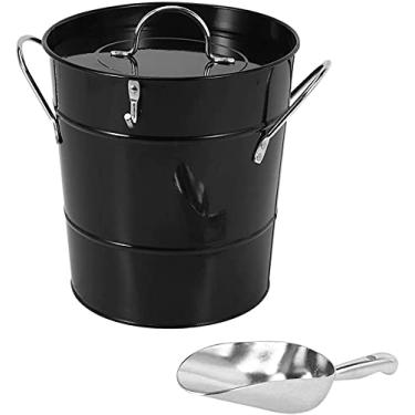 Imagem de YWangQiang Balde de lata espessa com tampa balde de gelo portátil redondo pequeno balde de gelo recipiente balde de cerveja