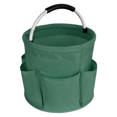 Imagem de Awordo Organizador de limpeza de 17L com alça, bolsa organizadora de ferramentas de jardim, organizador de balde de limpeza, sacos de jardinagem dobráveis, vários bolsos, verde