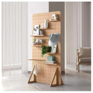 Imagem de Organizador autônomo de madeira - Painéis de armazenamento modulares montados na parede com rodas - Suporte de exibição de madeira maciça para artesanato e escritório para casa, oficina e artesanato