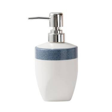 Imagem de Dispensador de sabão de cerâmica de banheiro 400 ml com loção bomba para banheiros, hotéis e pousadas Dispensador de sabão para cozinha (gris)