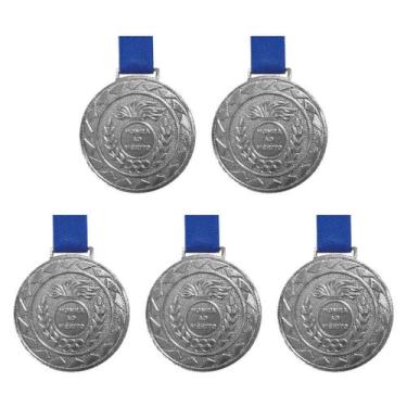 Imagem de Kit C/ 5 Medalhas de Prata M43 Honra ao Mérito Fita Azul - Crespar