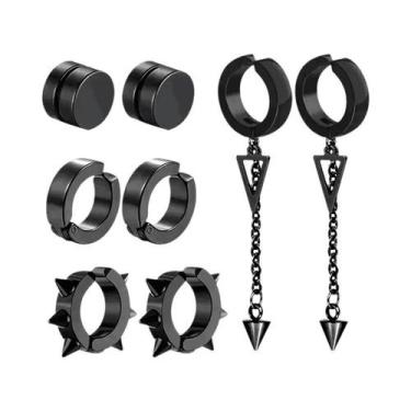 Imagem de Conjunto De Brincos Magnéticos Sem Furo Em Aço Inoxidável Com Pingente