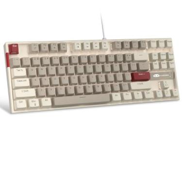 Imagem de Teclado mecânico para jogos MageGee 75% TKL Retro Cinza/Branco