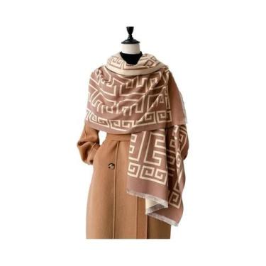 Imagem de Cachecol Feminino De Lã Pashmina De Alta Qualidade, Grosso, Dupla Face