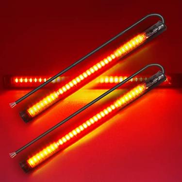 Imagem de HAISECA 2 luzes traseiras de motocicleta, 2 peças, 4 em 1 Fuctions, freio de direção de motocicleta, seta e seta, tiras de LED flexíveis para Davidson Harley, motocicleta, quadriciclo, RV, SUV e carro (pacote com 2).