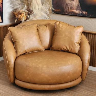 Imagem de Poltrona Ayla Giratória Redonda material sintético E Almofadas Larbell