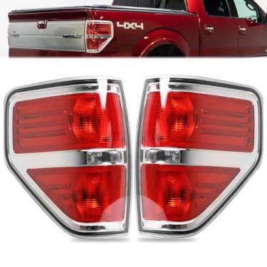 Imagem de Luzes traseiras compatíveis com Ford F150 2009-2014 vermelho luzes traseiras esquerda e lado do motorista substituir BL3Z13405B BL3Z13404B
