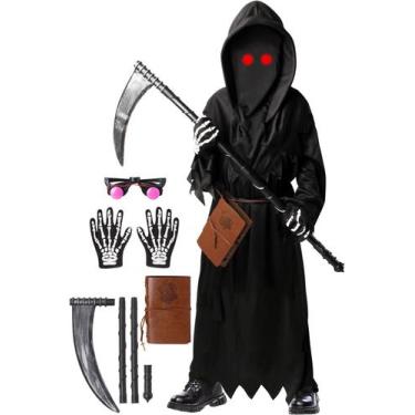 Imagem de Fantasia Oskiner Grim Reaper para crianças de Halloween com acessório