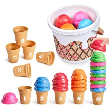 Imagem de Brinquedos empilháveis JoyCat Ice Cream Preschool Learning 30 unidades