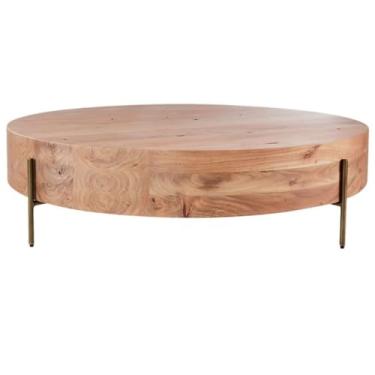 Imagem de URGDWEKJY Mesa de centro mesa de centro mesa de centro de madeira maciça americana redonda retrô sala de estar mesa de chá mesa de cama e café da manhã mesa de quarto (80 * 80 * 35 cm)