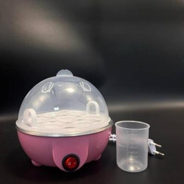 Imagem de Cozedor Elétrico de Ovos, 7 Ovos, 350W, Rosa, Desligamento Automático, com Copo Medidor, Vapor, 15x15x15cm, 110V