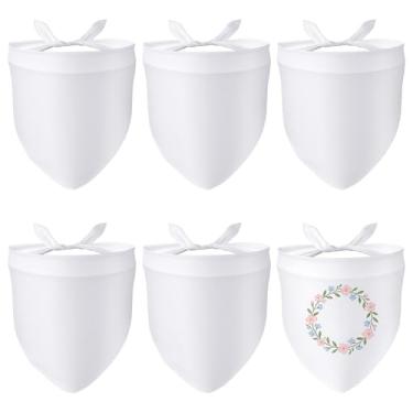 Imagem de 6 peças de bandanas de sublimação para cães, lavável por transferência de calor, lenço para cães, lenço branco, triângulo, babador, reversível, lenço para filhotes, animais de estimação