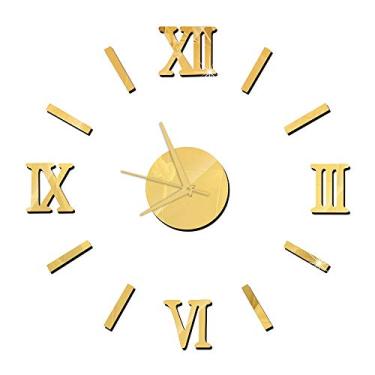 Imagem de Relógio de Parede Espelho 3D Sem Moldura DIY Adesivo Grande e Silencioso para Decoração Casa Sala Estar