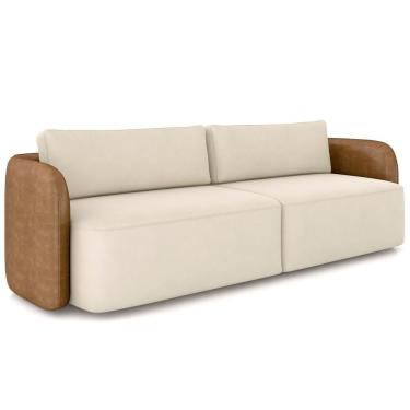 Imagem de Sofá 3 Lugares Sala Living Orgânico 240cm Oregon K01 Couríssimo Whisky Veludo Bege - Ly...