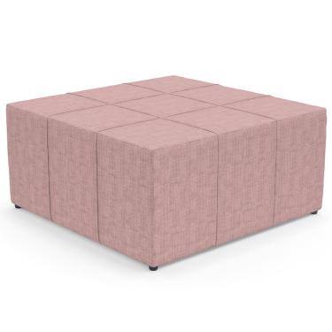 Imagem de Puff Decorativo Para Sala De Estar Quadrado Milano 90x90cm W01 Linho Rosa - Lyam Decor