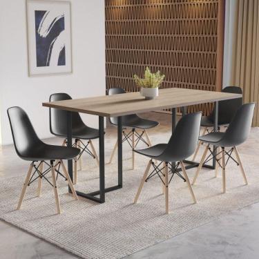 Imagem de Conjunto Mesa com 6 Cadeiras Eames Pp  Espresso Móveis Grafite/Siena/Preto