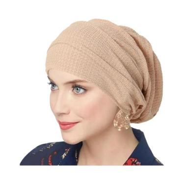 Imagem de Turbante Hijab Feminino Liso Com Efeito Amassado, Lenço Macio E Elásti