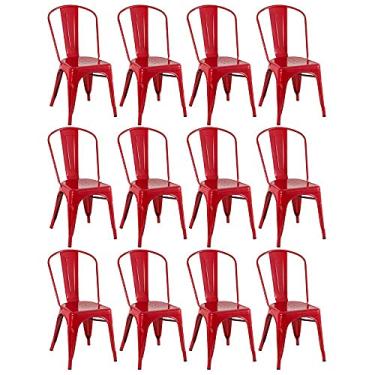 Imagem de Loft7, Kit 12x Cadeiras Iron Tolix Design Industrial em Aço Carbono, Sala de Jantar, Cozinha, Bar, Restaurante e Varanda Gourmet - Vermelho