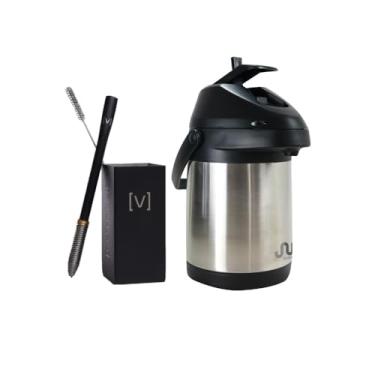 Imagem de Kit Terere Garrafa Térmica Copo Quadrado Bomba Inox - Cores (Preto)