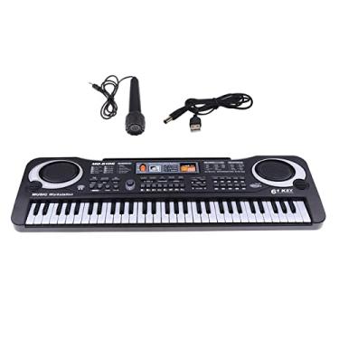 Imagem de Vaveren Teclado de Piano Digital de 61 Teclas com Microfone Recarregável USB para Bar