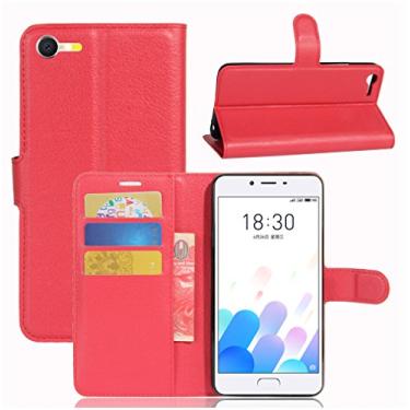 Imagem de MEIZU Capa carteira E2, capa carteira flip de couro PU premium com compartimento para cartão, suporte e fecho magnético [capa interior à prova de choque de TPU] Compatível com MEIZU E2