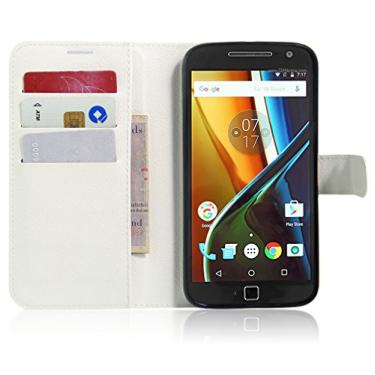 Imagem de Capa para Moto G4 Plus, carteira flip de couro PU premium com compartimento para cartão, suporte e fecho magnético [capa interna de TPU à prova de choque] Compatível com Moto G4 Plus