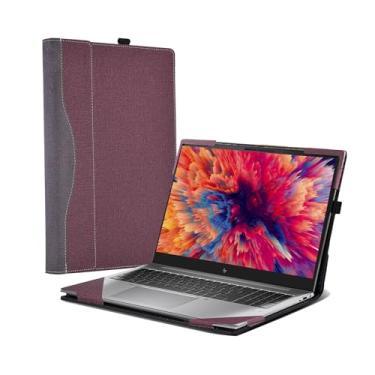 Imagem de Capa de laptop para HP ZBook Firefly 16 G9/ZBook Firefly G10 40.6 cm capa para notebook para estação de trabalho móvel bolsa de computador capa protetora de couro PU (vinho vermelho)