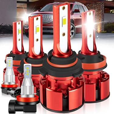 Imagem de OBNDVU Adequado para luzes LED GMC Terrain 2010-2018, 500% de brilho HB3/9005+H9/H11 lâmpada LED alto e baixo faróis de neblina H11, 6500K branco 36000LM 9005 H11 lâmpadas LED, 6 peças 9005 H11 H11